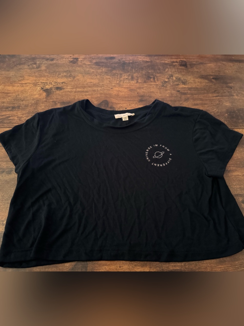 PacSun Black Crop Tee with Subtle Chest Graphic